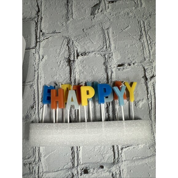 American Greetings Happy Birthday Toothpick Candle Set 13pc Blue Orange Yellow - Picture 2 of 6